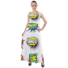 Set Colorful Comic Speech Bubbles Chiffon Mesh Boho Maxi Dress