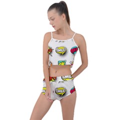 Set Colorful Comic Speech Bubbles Summer Cropped Co-Ord Set