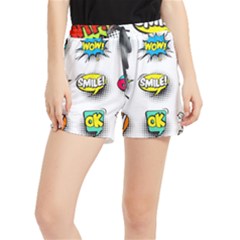 Set Colorful Comic Speech Bubbles Women s Runner Shorts