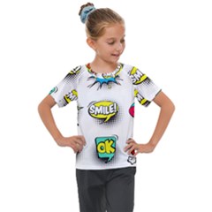 Set Colorful Comic Speech Bubbles Kids  Mesh Piece T-Shirt