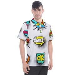 Set Colorful Comic Speech Bubbles Men s Polo T-Shirt