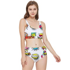 Set Colorful Comic Speech Bubbles Frilly Bikini Set