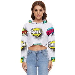 Set Colorful Comic Speech Bubbles Women s Lightweight Cropped Hoodie