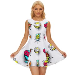 Set Colorful Comic Speech Bubbles Sleeveless Button Up Dress