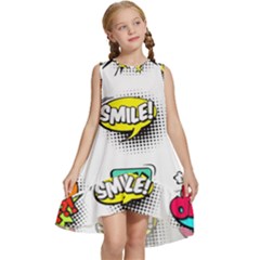 Set Colorful Comic Speech Bubbles Kids  Frill Swing Dress