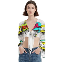 Set Colorful Comic Speech Bubbles Trumpet Sleeve Cropped Top