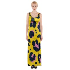 Leopard Print Seamless Pattern Thigh Split Maxi Dress by Hannah976