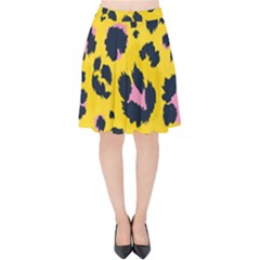 Leopard Print Seamless Pattern Velvet High Waist Skirt