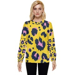 Leopard Print Seamless Pattern Hidden Pocket Sweatshirt