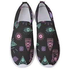 Vintage Seamless Pattern With Tribal Art African Style Drawing Men s Slip On Sneakers