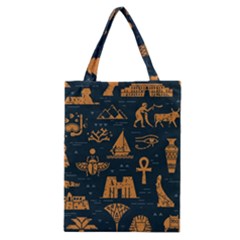 Dark Seamless Pattern Symbols Landmarks Signs Egypt Art Classic Tote Bag by Hannah976