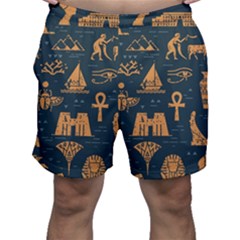 Dark Seamless Pattern Symbols Landmarks Signs Egypt Art Men s Shorts by Hannah976