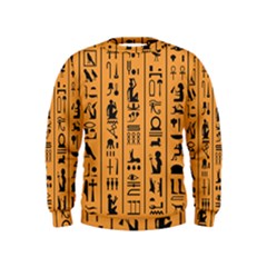 Egyptian Hieroglyphs Ancient Egypt Letters Papyrus Background Vector Old Egyptian Hieroglyph Writing Kids  Sweatshirt