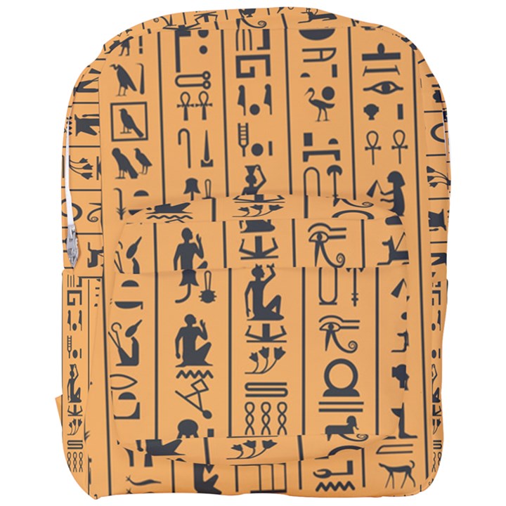 Egyptian Hieroglyphs Ancient Egypt Letters Papyrus Background Vector Old Egyptian Hieroglyph Writing Full Print Backpack