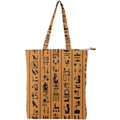 Egyptian Hieroglyphs Ancient Egypt Letters Papyrus Background Vector Old Egyptian Hieroglyph Writing Double Zip Up Tote Bag