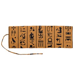 Egyptian Hieroglyphs Ancient Egypt Letters Papyrus Background Vector Old Egyptian Hieroglyph Writing Roll Up Canvas Pencil Holder (m)