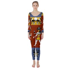Ancient Egyptian Religion Seamless Pattern Long Sleeve Catsuit