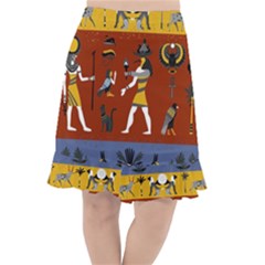 Ancient Egyptian Religion Seamless Pattern Fishtail Chiffon Skirt