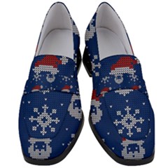 Santa Clauses Wallpaper Women s Chunky Heel Loafers