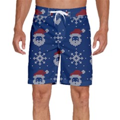 Santa Clauses Wallpaper Men s Beach Shorts