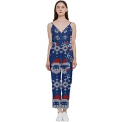 Santa Clauses Wallpaper V-neck Camisole Jumpsuit