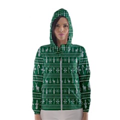 Wallpaper Ugly Sweater Backgrounds Christmas Women s Hooded Windbreaker by artworkshop