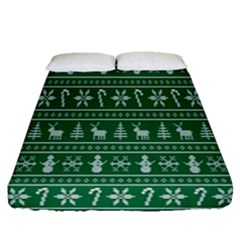 Wallpaper Ugly Sweater Backgrounds Christmas Fitted Sheet (queen Size) by artworkshop