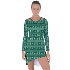 Wallpaper Ugly Sweater Backgrounds Christmas Asymmetric Cut-out Shift Dress by artworkshop