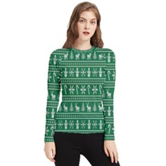 Wallpaper Ugly Sweater Backgrounds Christmas Women s Long Sleeve Rash Guard by artworkshop