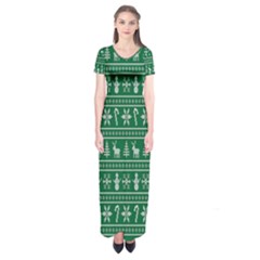 Wallpaper Ugly Sweater Backgrounds Christmas Short Sleeve Maxi Dress by artworkshop