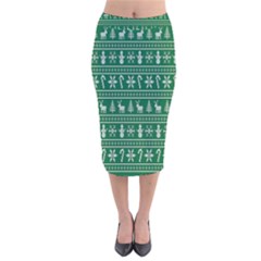 Wallpaper Ugly Sweater Backgrounds Christmas Velvet Midi Pencil Skirt by artworkshop