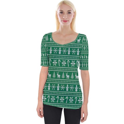 Wallpaper Ugly Sweater Backgrounds Christmas Wide Neckline T-shirt by artworkshop