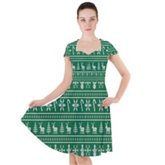 Wallpaper Ugly Sweater Backgrounds Christmas Cap Sleeve Midi Dress by artworkshop