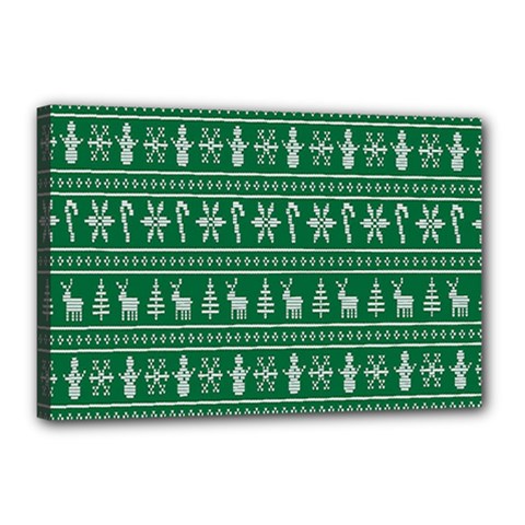 Wallpaper Ugly Sweater Backgrounds Christmas Canvas 18  X 12  (stretched) by artworkshop