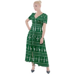 Wallpaper Ugly Sweater Backgrounds Christmas Button Up Short Sleeve Maxi Dress