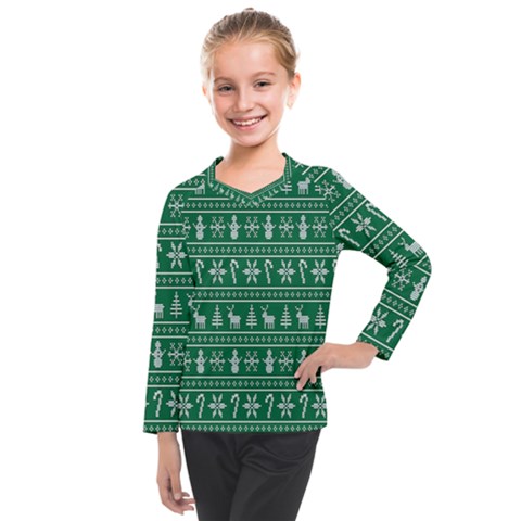 Wallpaper Ugly Sweater Backgrounds Christmas Kids  Long Mesh T-shirt by artworkshop