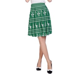 Wallpaper Ugly Sweater Backgrounds Christmas A-line Skirt
