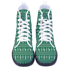 Wallpaper Ugly Sweater Backgrounds Christmas Kid s High-top Canvas Sneakers by artworkshop