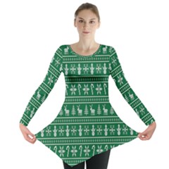 Wallpaper Ugly Sweater Backgrounds Christmas Long Sleeve Tunic  by artworkshop