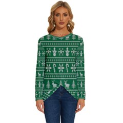 Wallpaper Ugly Sweater Backgrounds Christmas Long Sleeve Crew Neck Pullover Top