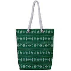 Wallpaper Ugly Sweater Backgrounds Christmas Full Print Rope Handle Tote (small)