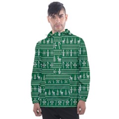 Wallpaper Ugly Sweater Backgrounds Christmas Men s Front Pocket Pullover Windbreaker by artworkshop