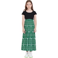 Wallpaper Ugly Sweater Backgrounds Christmas Kids  Flared Maxi Skirt by artworkshop