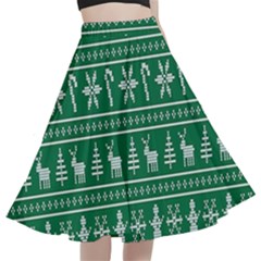 Wallpaper Ugly Sweater Backgrounds Christmas A-line Full Circle Midi Skirt With Pocket by artworkshop