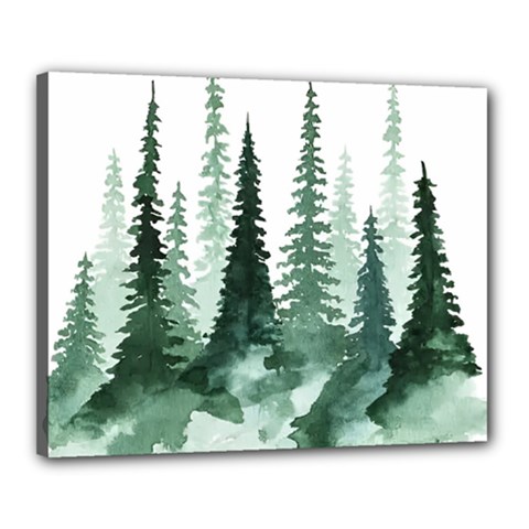 Tree Watercolor Painting Pine Forest Canvas 20  x 16  (Stretched)