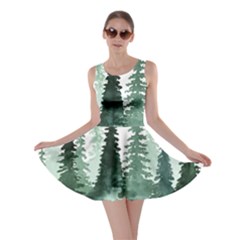 Tree Watercolor Painting Pine Forest Skater Dress