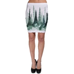 Tree Watercolor Painting Pine Forest Bodycon Skirt
