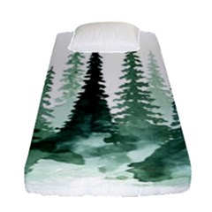 Tree Watercolor Painting Pine Forest Fitted Sheet (Single Size)
