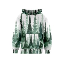 Tree Watercolor Painting Pine Forest Kids  Pullover Hoodie