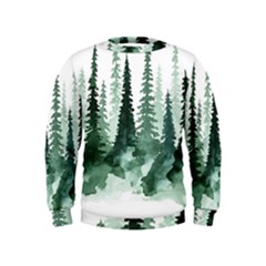 Tree Watercolor Painting Pine Forest Kids  Sweatshirt